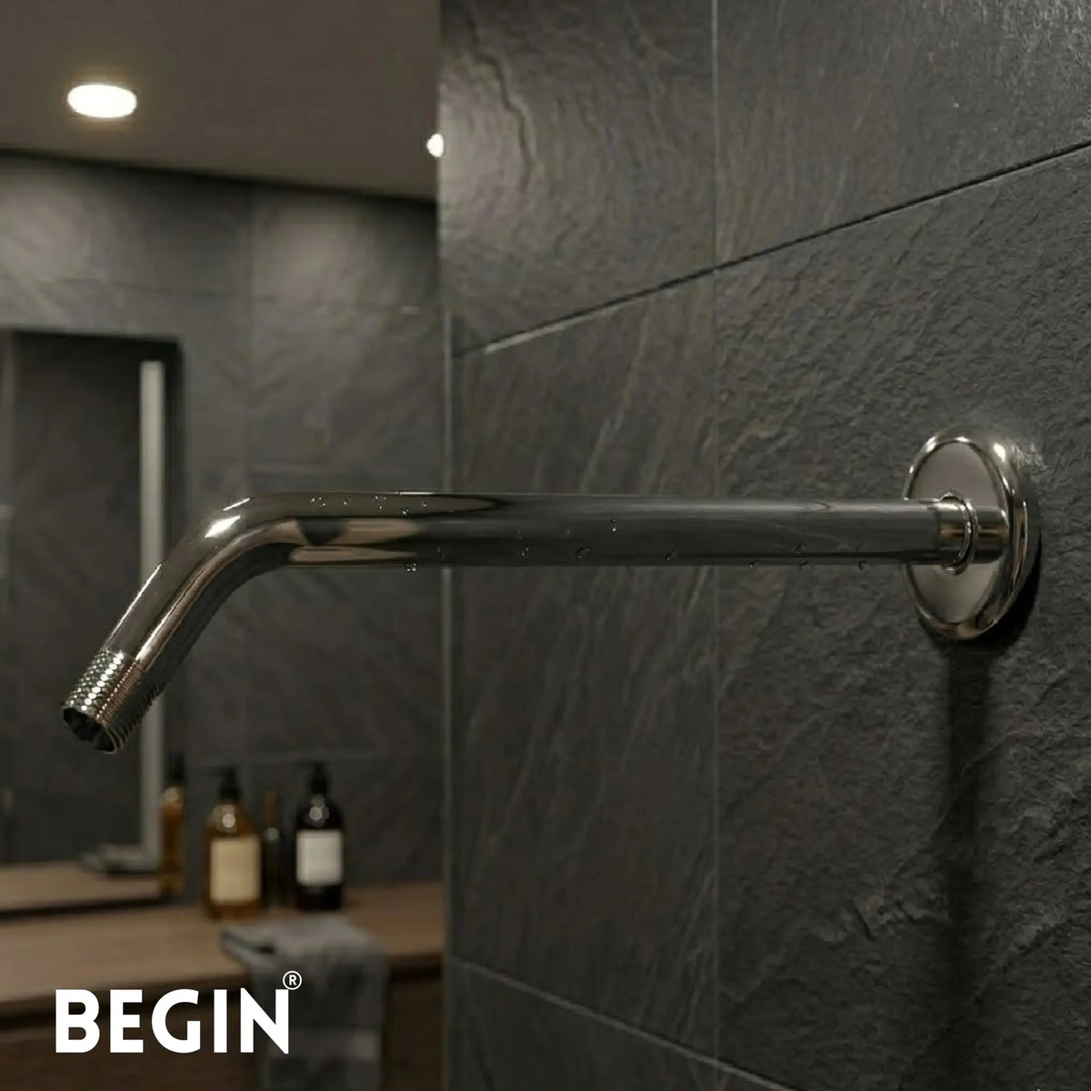 Round Shower 15inch Rod 45 Degree AD0172 | Begin Faucets