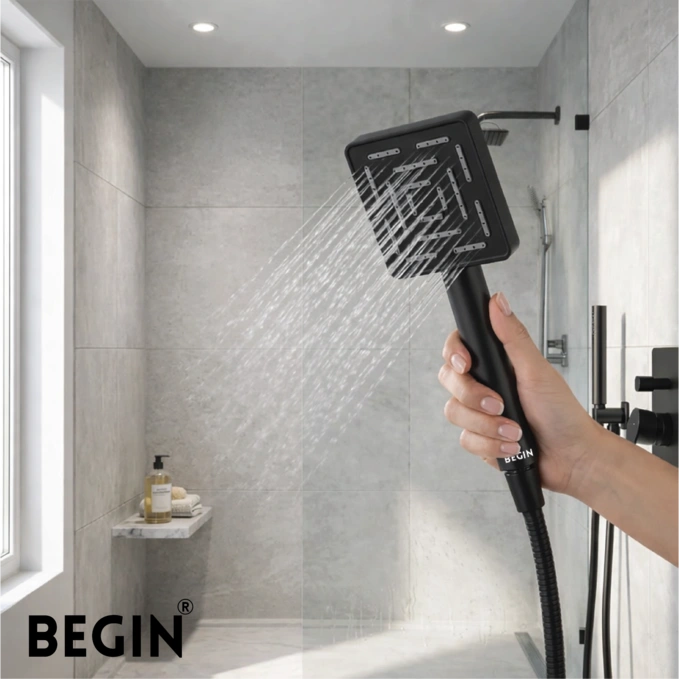 Square Hand Shower Matte Black AB2102MB | Begin Faucets