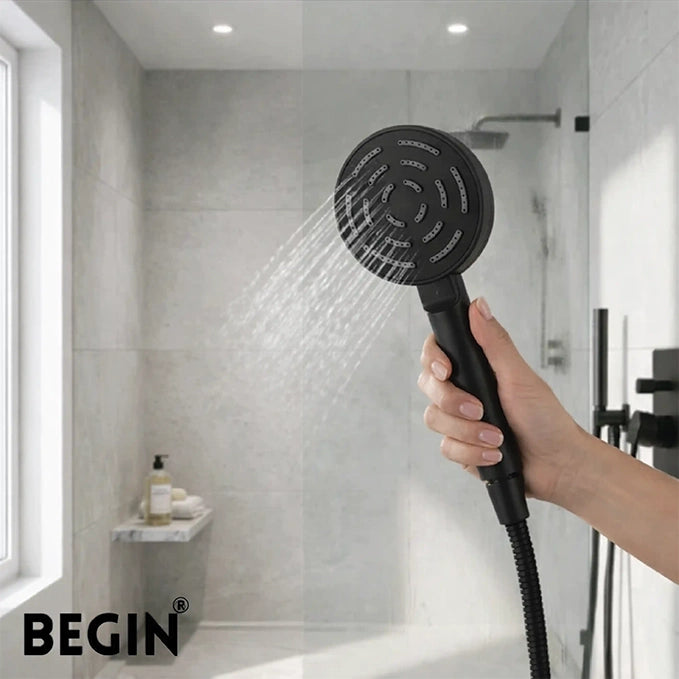 Matte Black Round Handheld Shower  AB2103MB – MAZE | Begin Faucets