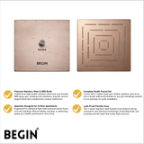 Rose Gold Rain Shower Head 12x12 AB3114RG – Overhead Shower | Begin Faucets