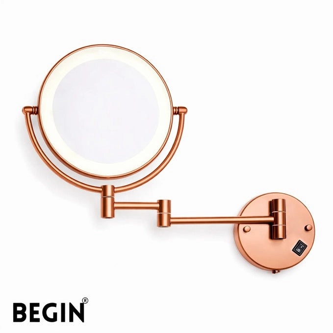 Rose Gold Brass Magnifying Mirror AC0075RG – Vanity Mirror | Begin Faucets