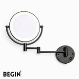 Matte Black LED Magnifying Mirror AC0080MB – Bathroom Mirror | Begin Faucets