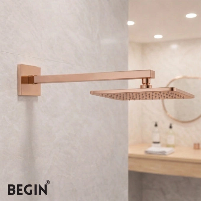 Square Shower Arm Rose Gold Wall Mount AD0166RG | Begin Faucets