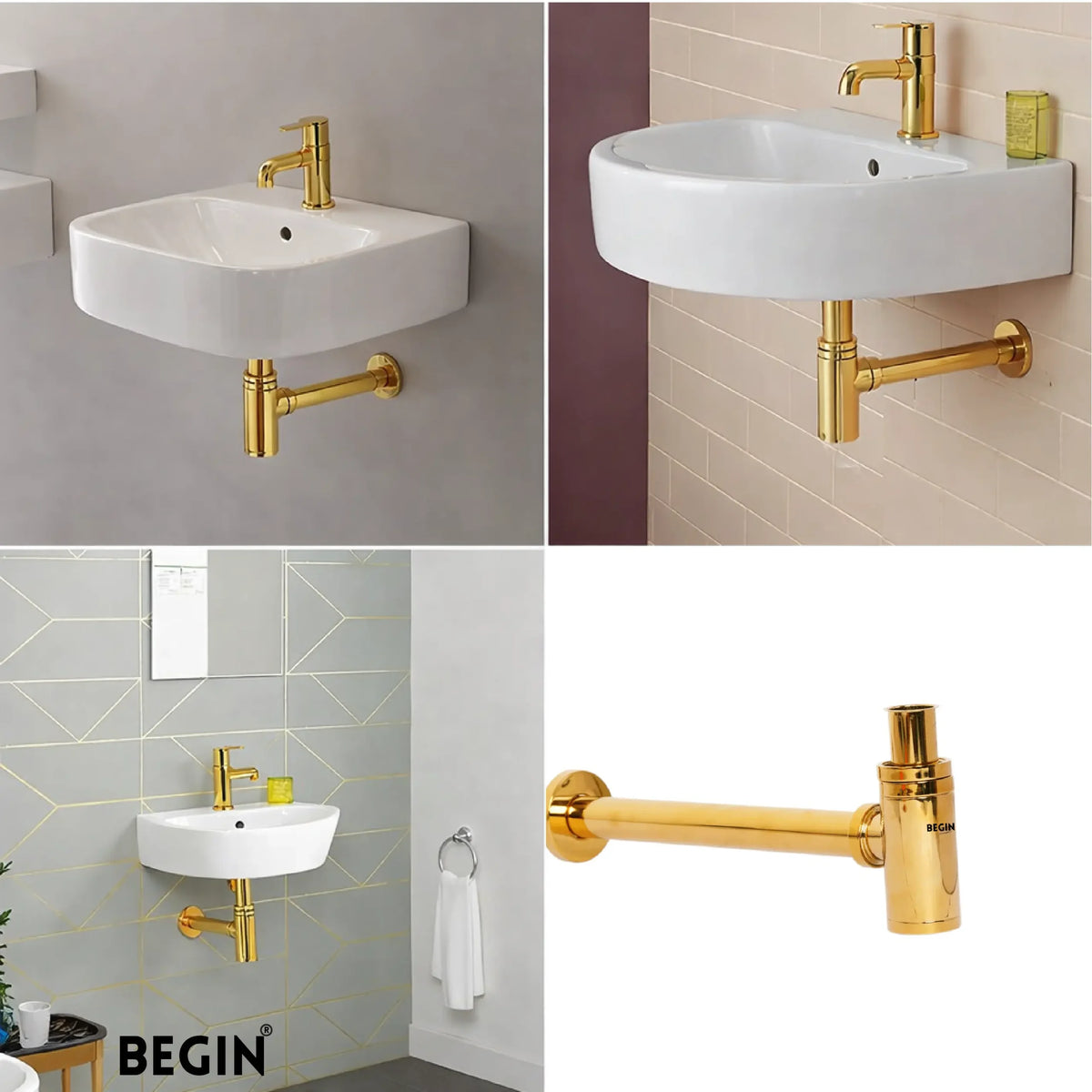 Glossy Gold Bottle Trap 300mm AA0041GG | Luxury Basin Trap