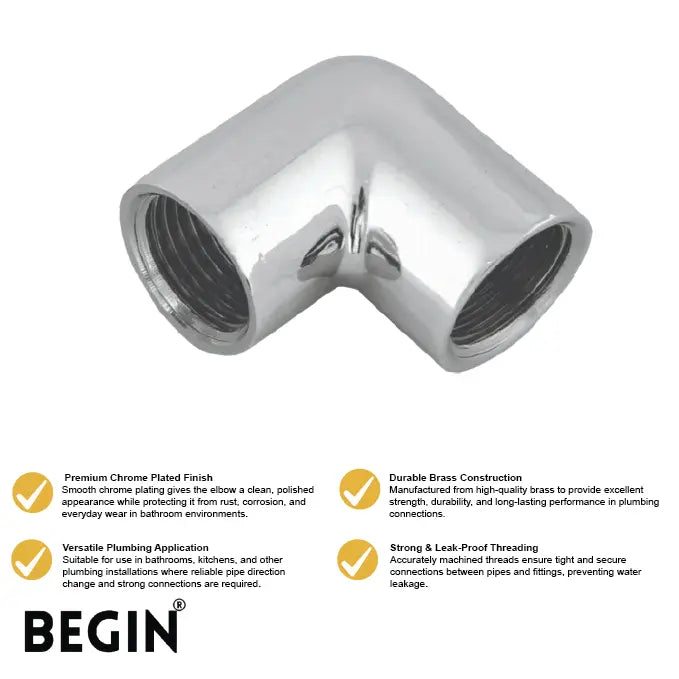 CP Brass Elbow AA0166 – Chrome Plated -1pcs  | Begin