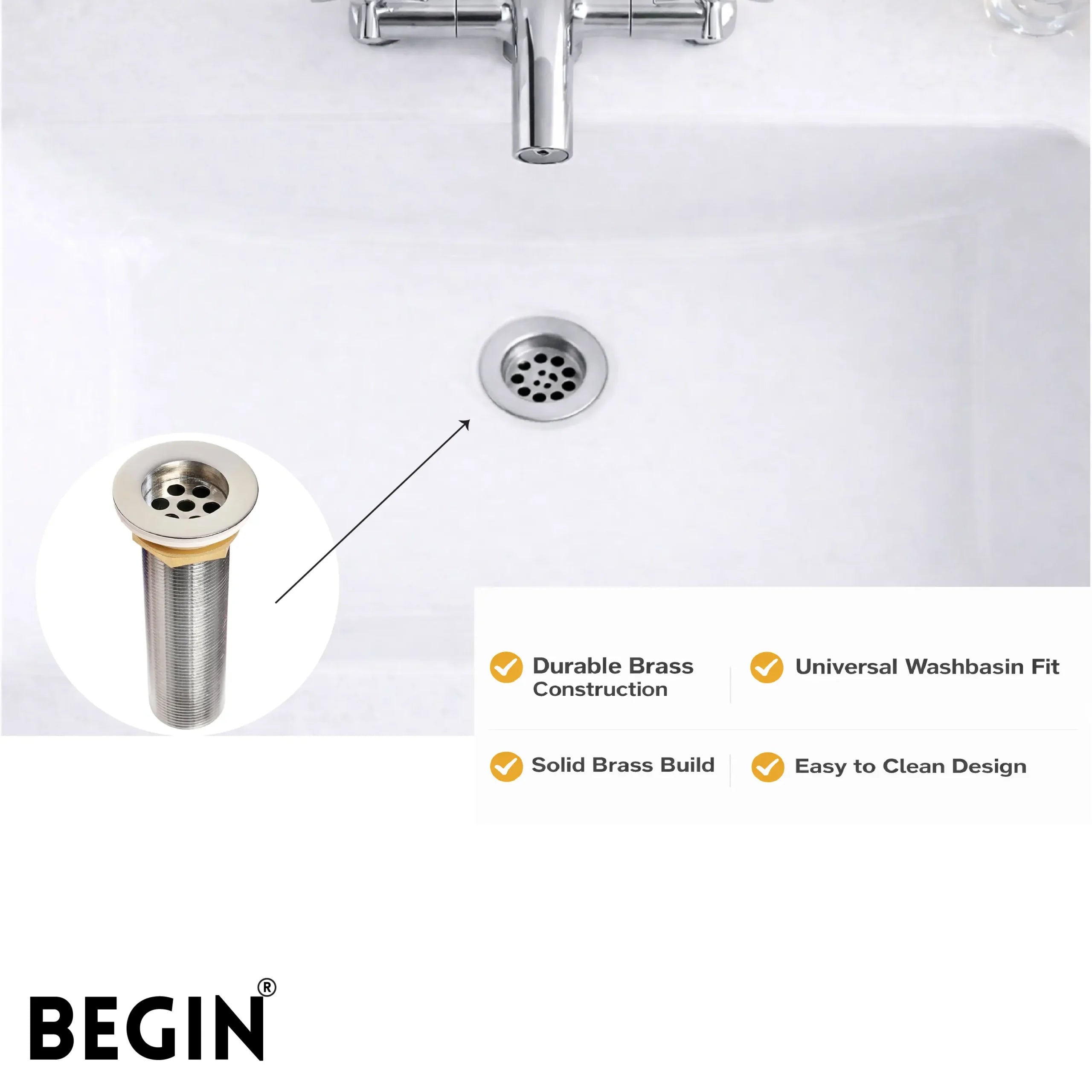 Brass Waste Coupling 6 Inch (32mm) AA0053 | Begin Faucets