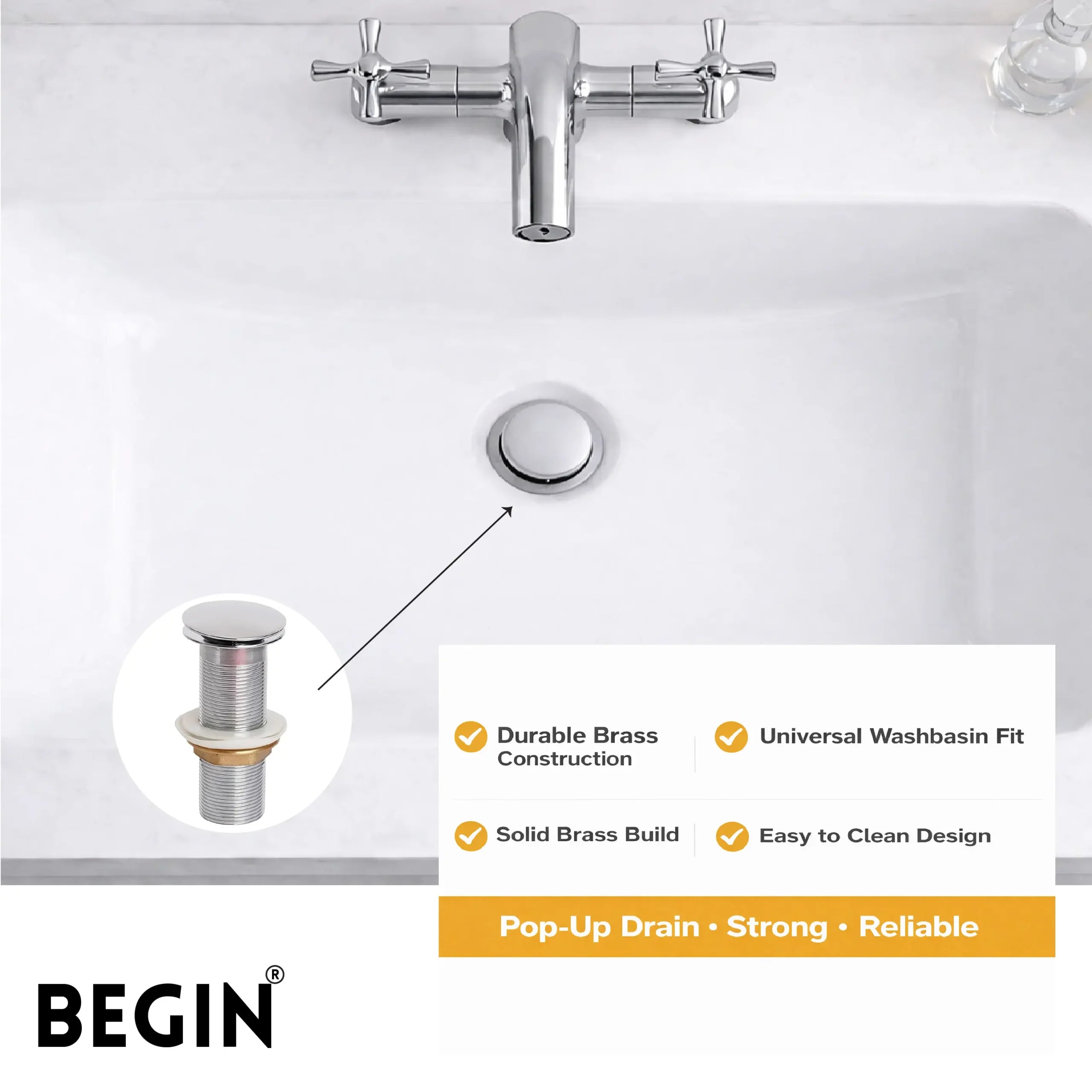 Pop Up Waste Coupling 7 Inch AA0072 | Begin Faucets