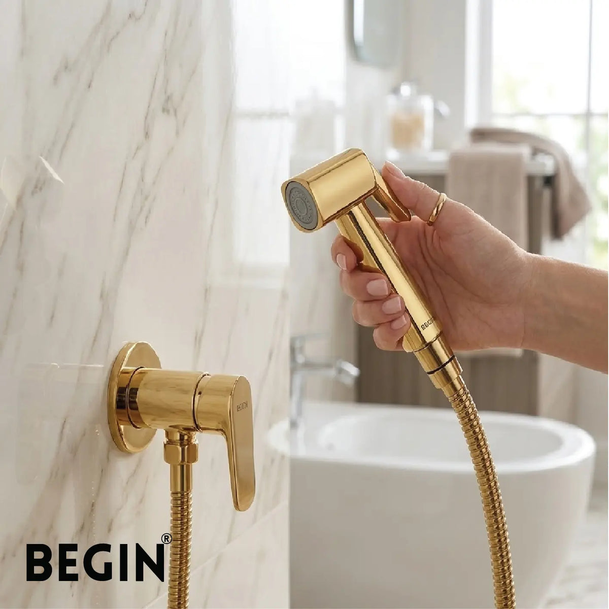 Gold Glossy Health Faucet | Wall Mounted Toilet Jet Spray | Gold Glossy Finish