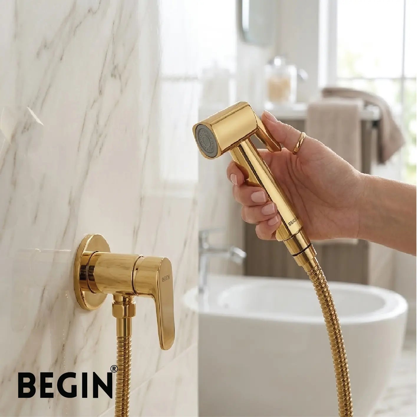Gold Glossy Health Faucet | Wall Mounted Toilet Jet Spray | Gold Glossy Finish