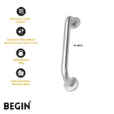 Stainless Steel Grab Bar AD0254 – 24 Inch-Bathroom Safety Handle | Begin Faucets