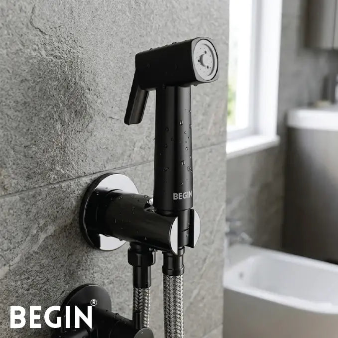 Matte Black Health Faucet with ABS Wall Mounted Toilet Jet Spray