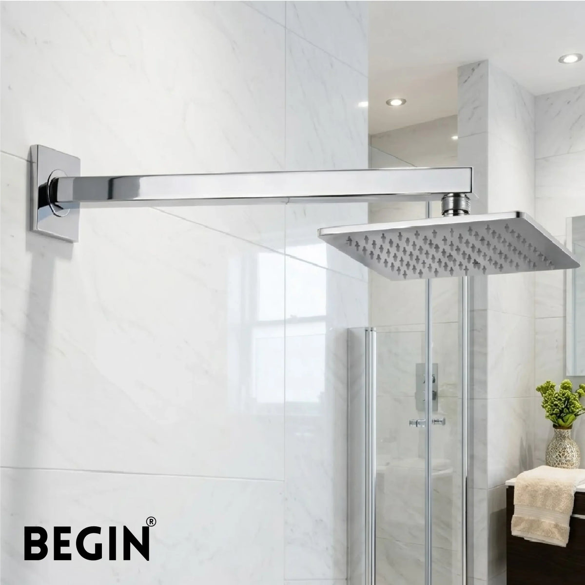 Square Shower Arm 18 Inch Wall Mount AD0163 – Begin Faucets