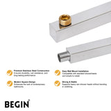 Square Shower Arm 18 Inch Wall Mount AD0163 – Begin Faucets