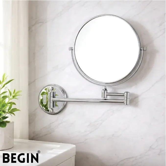 Brass Magnifying Mirror AC0075 – Premium Bathroom Mirror | Begin Faucets