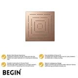 Rose Gold Rain Shower Head 8x8 AB3112RG – Overhead Shower | Begin Faucets