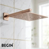 Rose Gold Rain Shower Head 8x8 AB3112RG – Overhead Shower | Begin Faucets