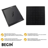 Matte Black Rain Shower 8x8 AB3152MB  Premium Overhead Shower | Begin Faucets