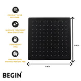 Matte Black Rain Shower 8x8 AB3152MB  Premium Overhead Shower | Begin Faucets