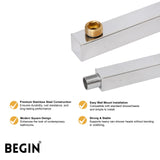 Square Shower Arm 24 Inch Wall Mount AD0164 – Begin Faucets