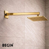 Square Shower Arm 18inch Glossy Gold Wall Mount AD0166GG – Begin