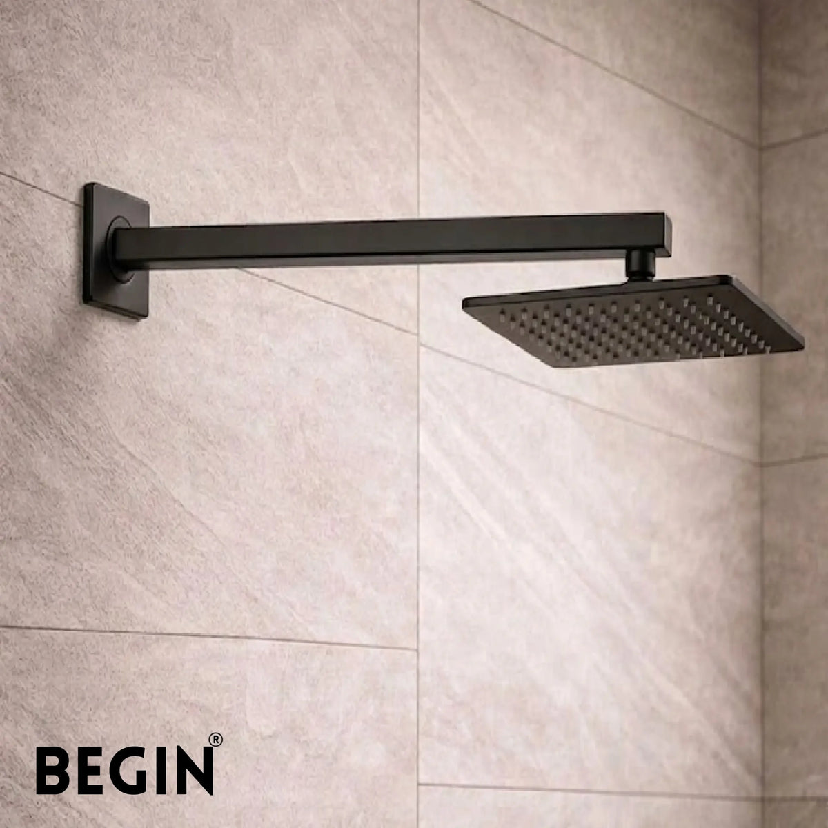 Square Shower Arm 18inch Matte Black Wall Mount AD0166MB – Begin