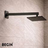 Square Shower Arm 18inch Matte Black Wall Mount AD0166MB – Begin