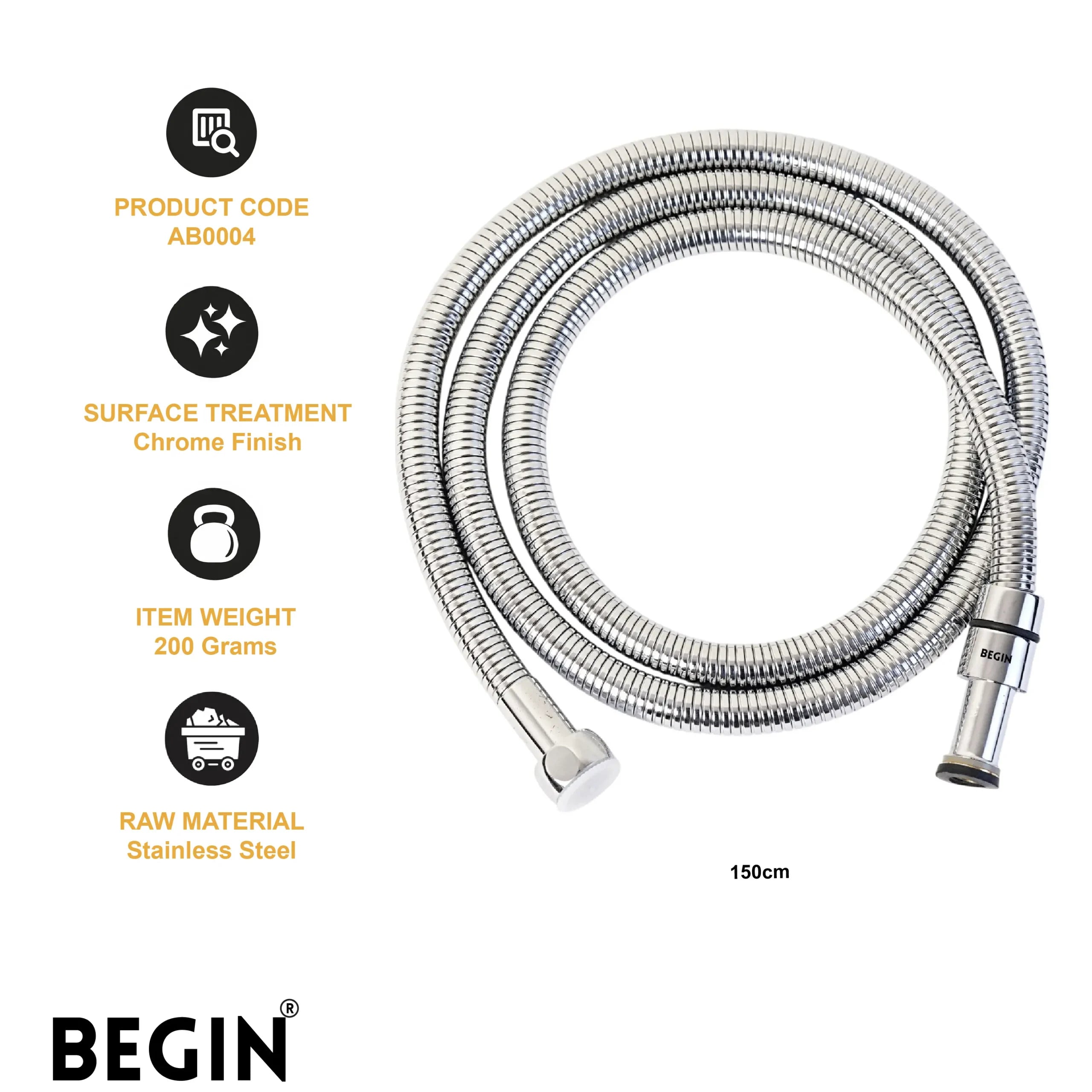 SS Tube 1.5 Meter for Telephone Shower AB0004 | Begin Faucets