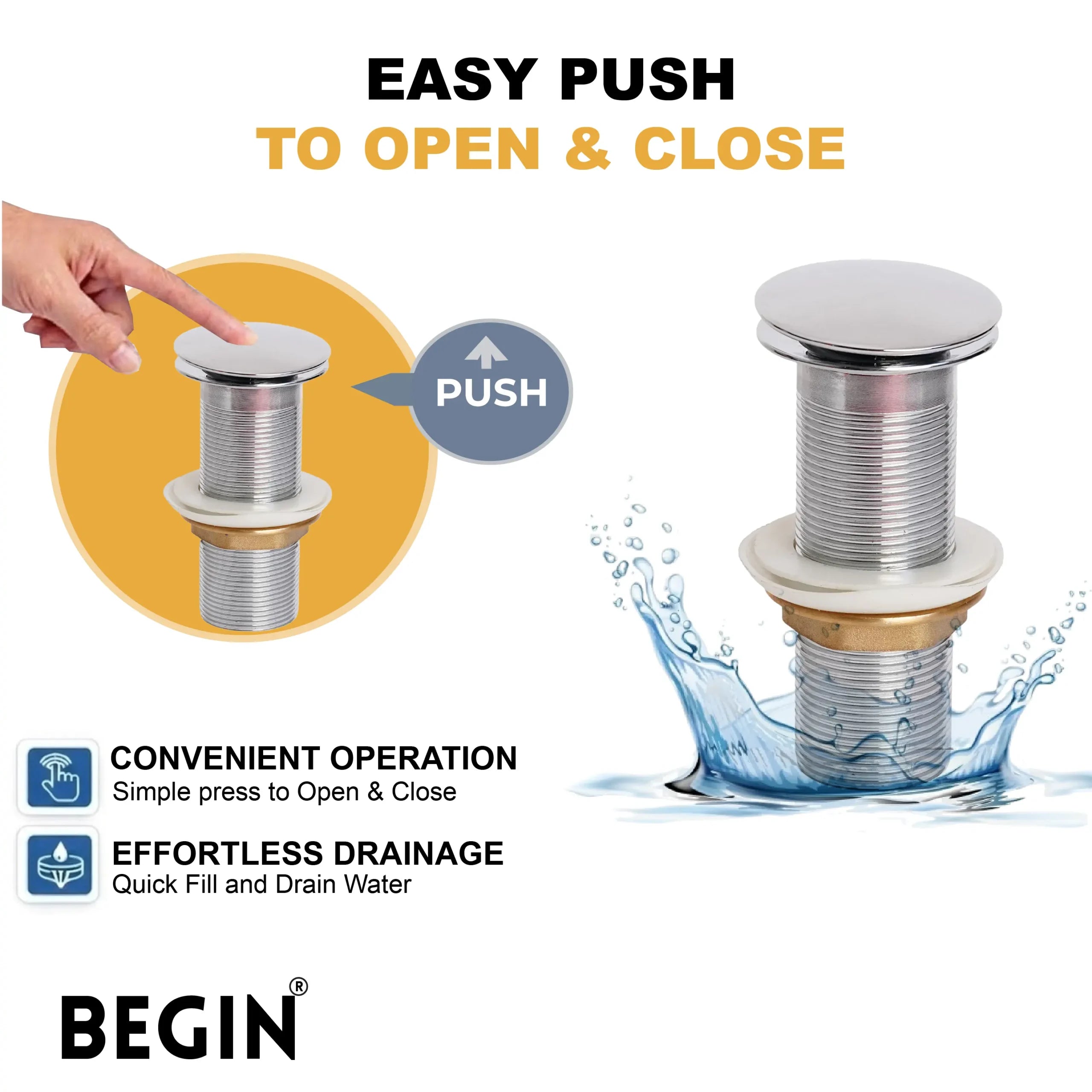 Brass Pop Up Waste Coupling 3 Inch AA0070 | BEGIN Faucets