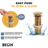 Pop Up Waste Coupling 5 Inch Glossy Gold AA0071GG – Basin Drain | Begin Faucets