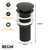 Pop-Up Brass Waste Coupling 5 Inch | Matte Black