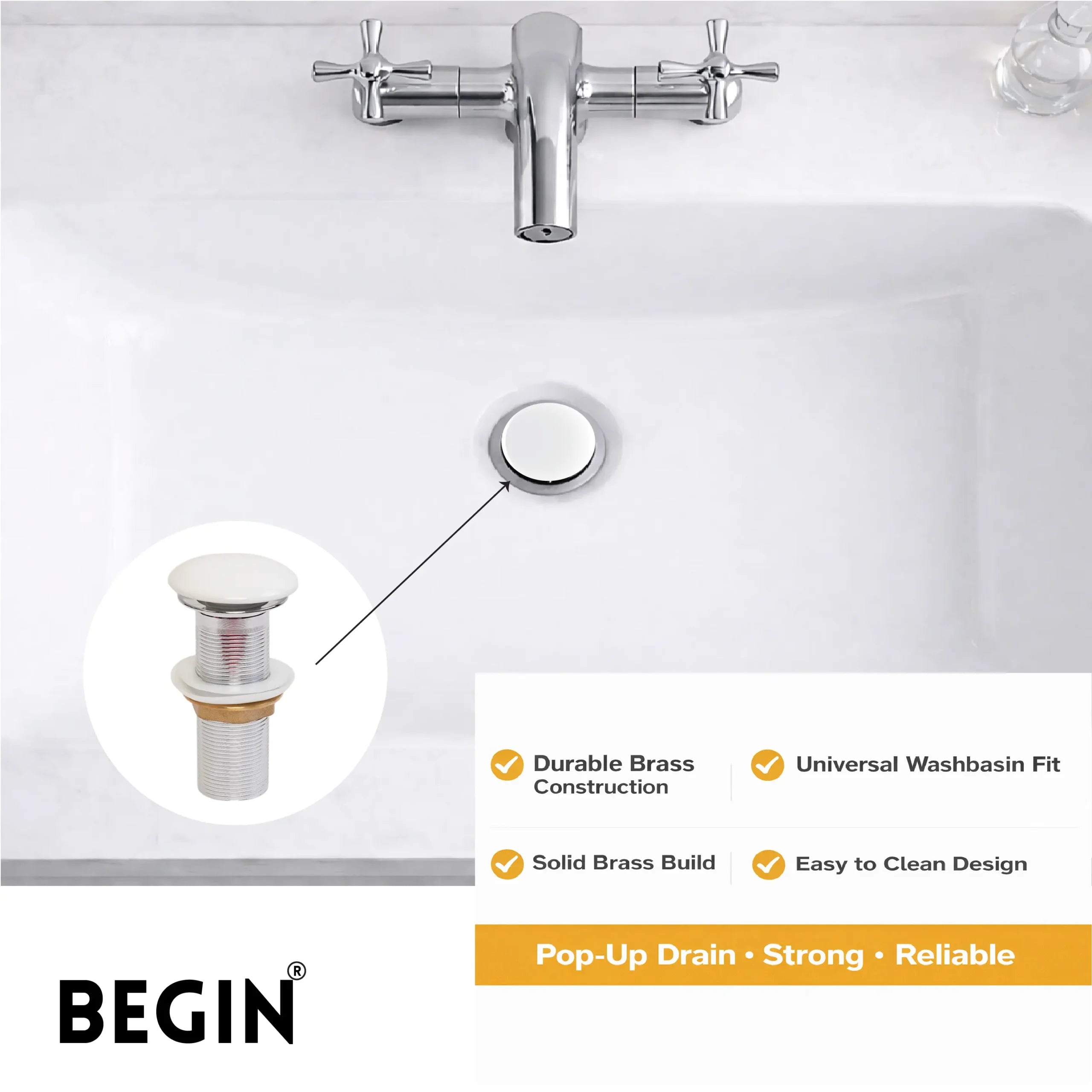Ceramic Pop Up Waste Coupling 5 Inch AA0081 | Begin Faucets