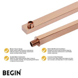 Square Shower Arm Rose Gold Wall Mount AD0166RG | Begin Faucets
