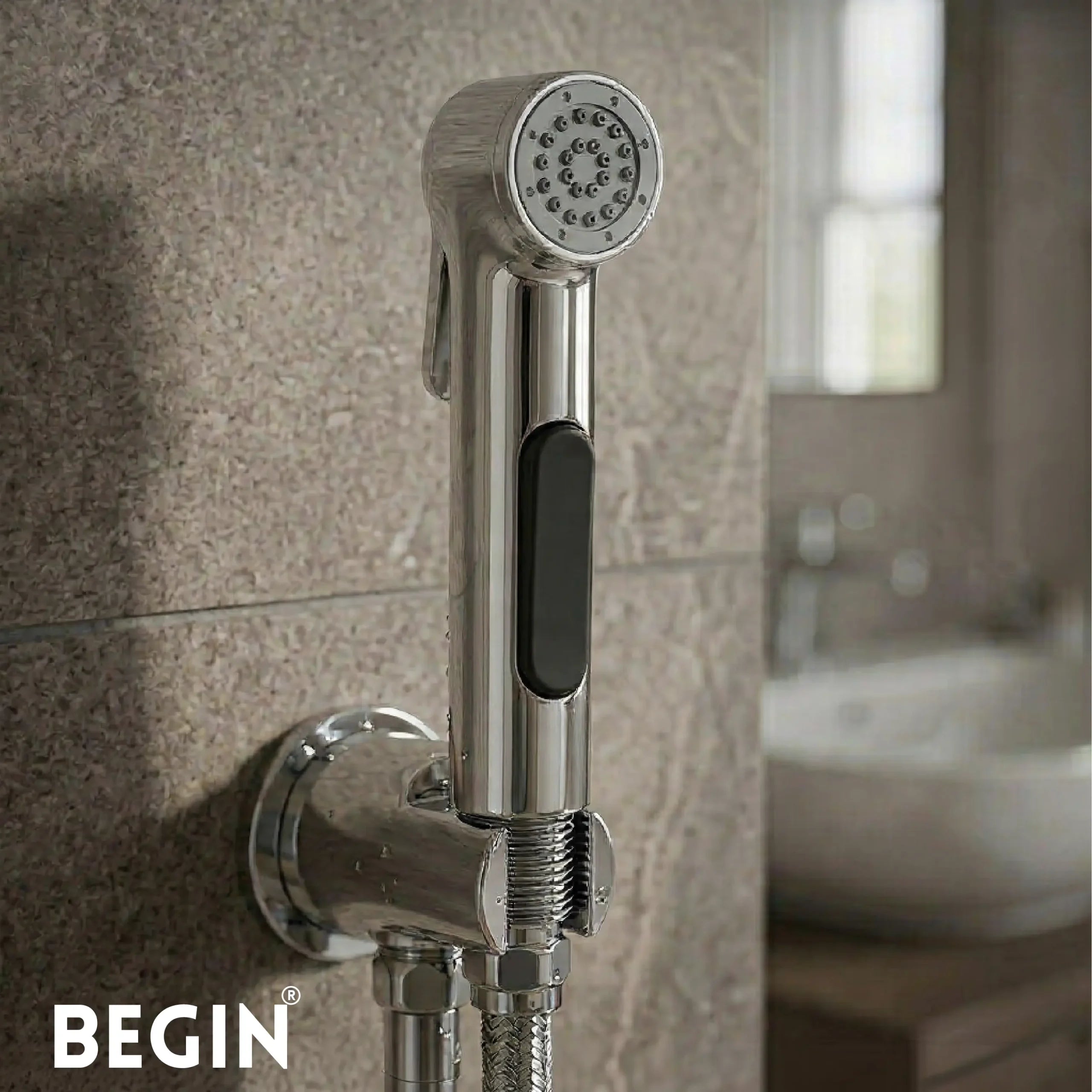 Aura Health Faucet with SS 304 Hose & Wall Holder | Premium ABS Toilet Jet Spray