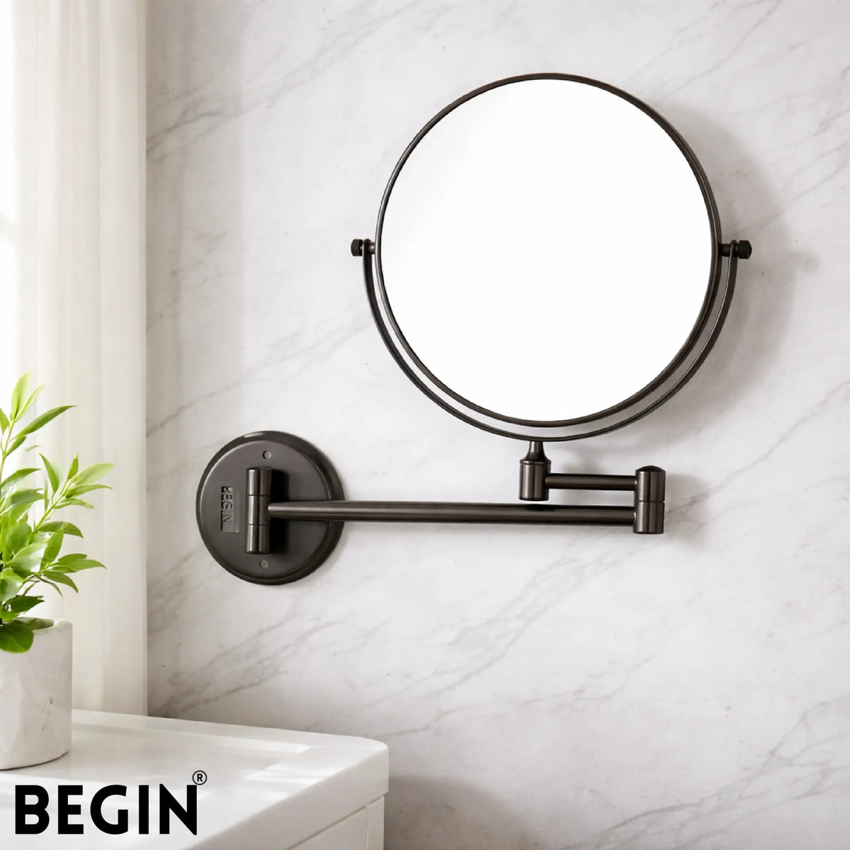 Matte Black Magnifying Mirror AC0075MB –  Bathroom Mirror | Begin Faucets
