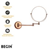 Rose Gold Brass Magnifying Mirror AC0075RG – Vanity Mirror | Begin Faucets
