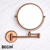 Rose Gold Brass Magnifying Mirror AC0075RG – Vanity Mirror | Begin Faucets
