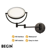 Matte Black LED Magnifying Mirror AC0080MB – Bathroom Mirror | Begin Faucets