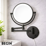 Matte Black LED Magnifying Mirror AC0080MB – Bathroom Mirror | Begin Faucets