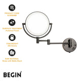 Matte Black LED Magnifying Mirror AC0080MB – Bathroom Mirror | Begin Faucets