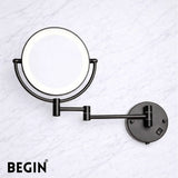 Matte Black LED Magnifying Mirror AC0080MB – Bathroom Mirror | Begin Faucets
