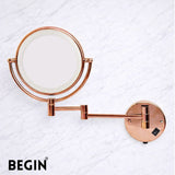 LED Rose Gold Magnifying Mirror AC0080RG | BEGIN